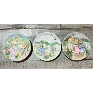 Hallmark Easter 94, 95, 97 Hand Painted 3" Collector's Porcelain Plates Ornament